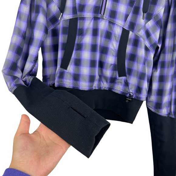 Lululemon Run Reflection Plaid Pullover Oversized Purple cropped Jacket size 6 - Picture 8 of 16